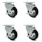 Service Caster 4 Inch Black Polyurethane Wheel Swivel Top Plate Caster Set with Brake SCC SCC-20S414-PPUB-BLK-TLB-4 - alternate 1